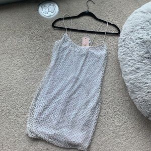 BRAND NEW Oh Polly Drop A Glint Dress -White